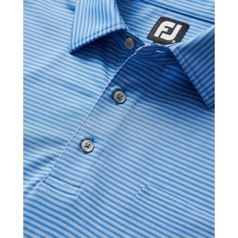 FootJoy Mens L Blue Striped Short Sleeve Golf‎ Polo Shirt Large FLCC Winged Foot - Picture 3 of 11